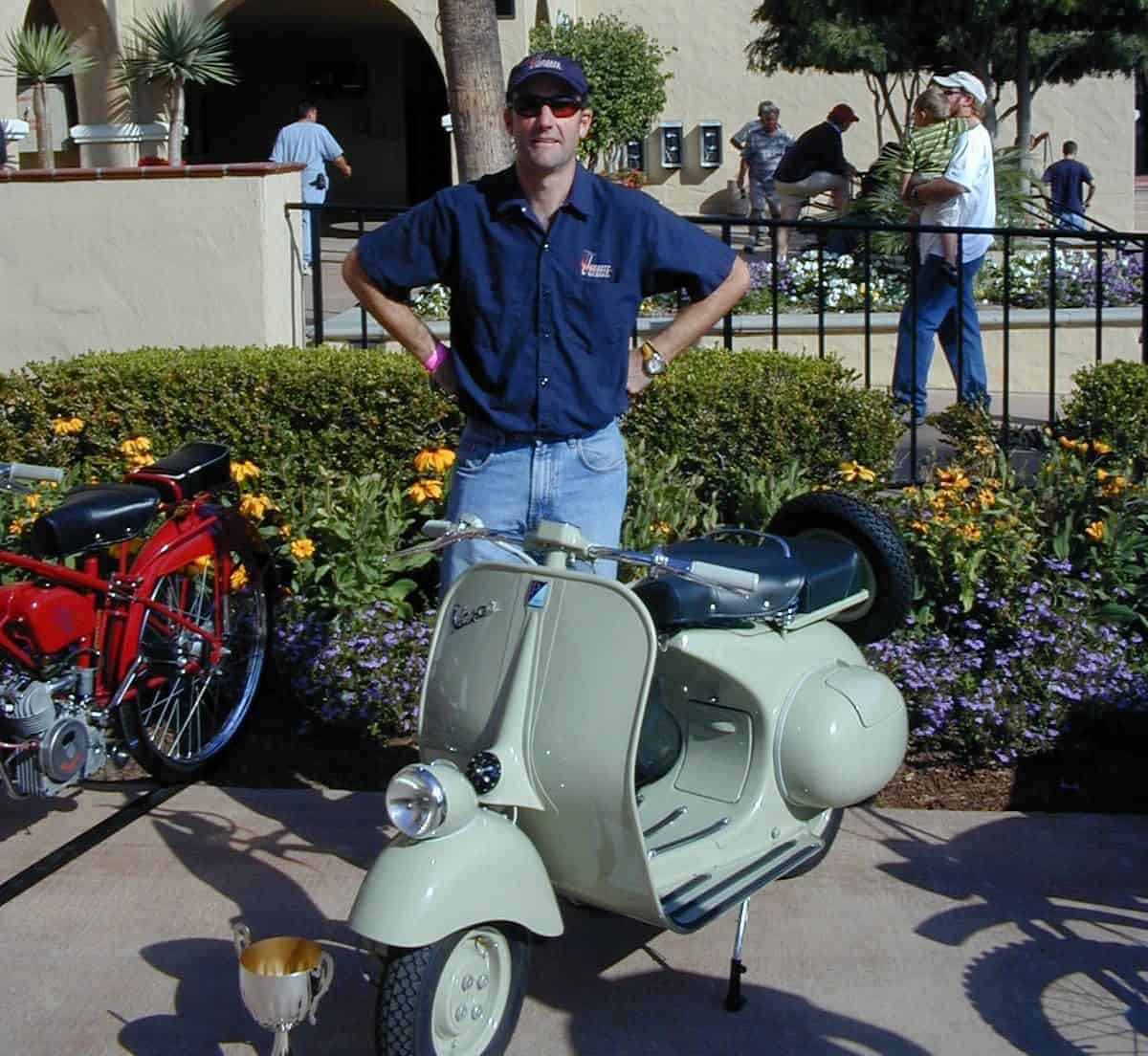 Tim Stafford with Show Winning Vespa Fenderlight